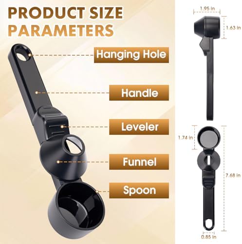 Coffee Scoop with Funnel for Ground Coffee, Protein Powder & Tea, for Reusable
