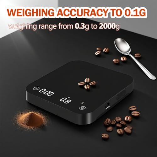 Mini Coffee Scale with Timer Automatic, 0.1g/2000g Rechargeable Precision