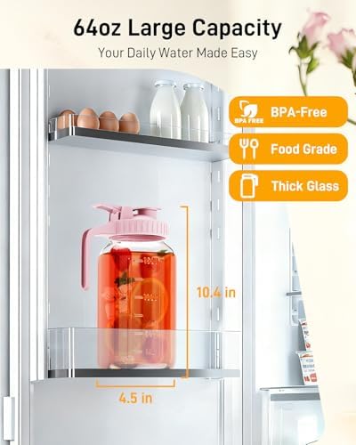 64 oz Mason Jar Pitcher, Glass Pitcher