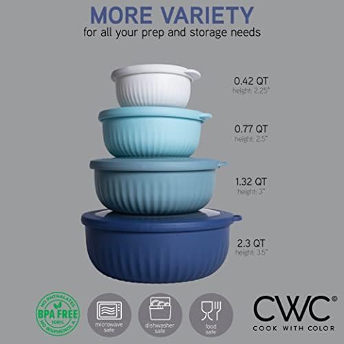 COOK WITH COLOR Prep Bowls with Lids- Wide and Deep Nesting Plastic Small