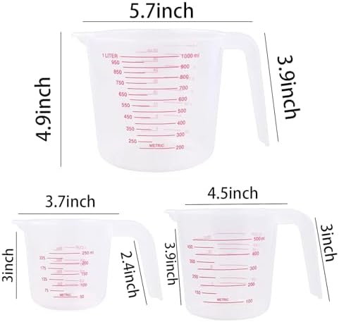 Unbreakable Plastic Measuring Cups 6 Piece Food-Grade Measuring Jugs,