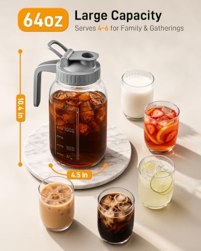 64 oz Mason Jar Pitcher, Glass Pitcher