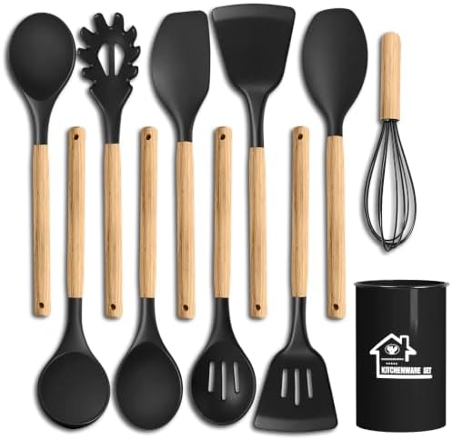 Silicone Cooking Utensil Set, Nonstick Kitchen Utensils 446°F Heat-Resistant