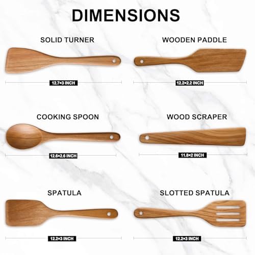 6 Pack Acacia Wood Spatula Set Non Toxic Kitchen Utensils