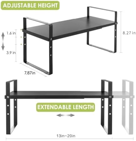 Across-Star Expandable Cabinet Shelf Organizer Rack, Stackable Kitchen Counter