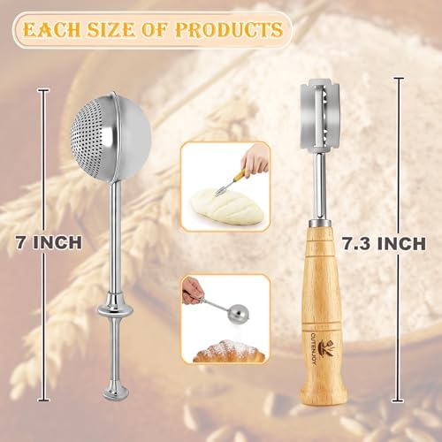 Bread Lame and Flour Duster Set, 304 Stainless Steel Sourdough Baking Tools