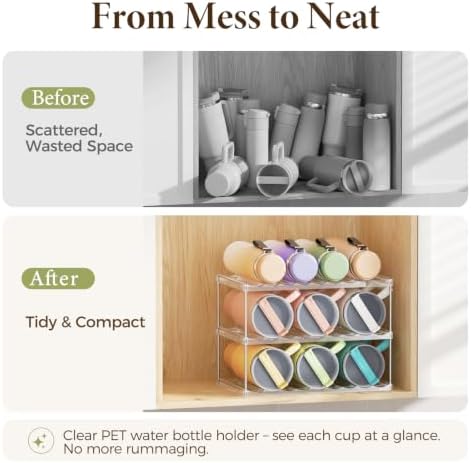 LAMU Stackable Water Bottle Organizer Holder Tumbler Cup Storage Rack