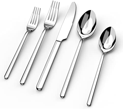 KINGSTONE 30 Pieces Silverware Set, Flatware Cutlery Set