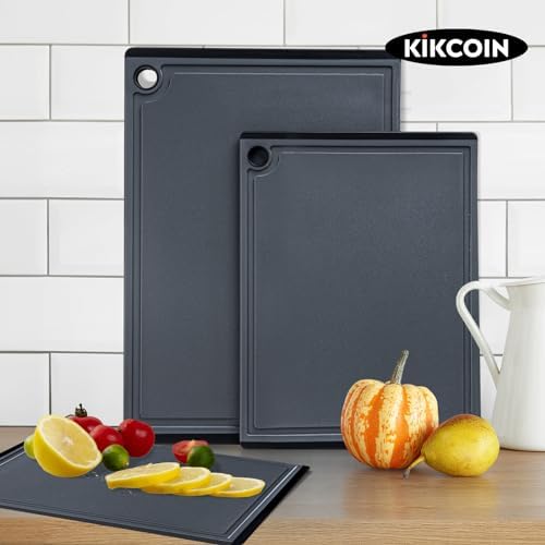 Kikcoin Plastic Cutting Boards for Kitchen, 3-Piece Large Cutting Board Set