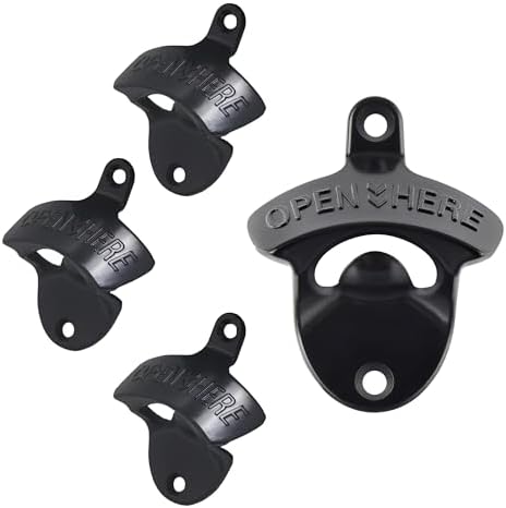 Classic Black Wall Mount Beer Bottle Opener, Rust-free Wall Hanging Beer Bottle