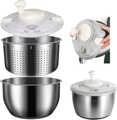 Stainless Steel Salad Spinner, Lettuce Spinner