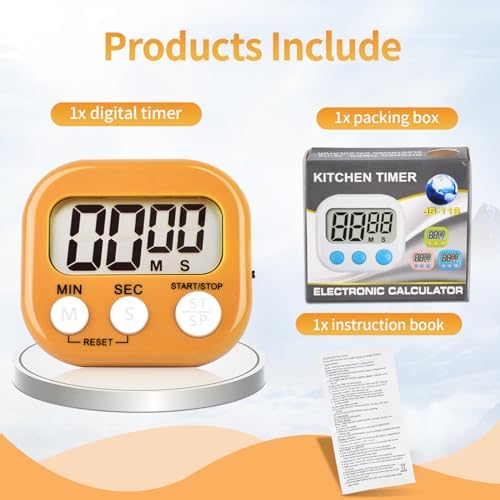 4 Pack Orange Digital Kitchen Timer Magnetic Digital Timer