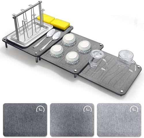 3Pcs Nesting Stone Drying Mat for Kitchen Counter, Quick Drying Stone Dish