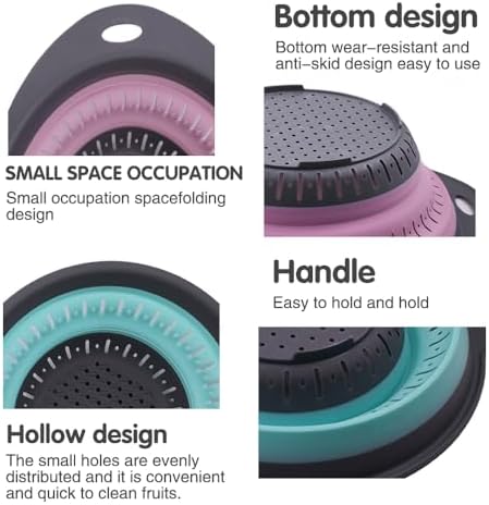 Collapsible Colander Set, Square Round Triangles Silicone Kitchen Strainer