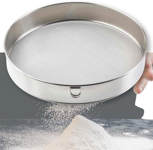 Tablecraft Fine Mesh Sieve Strainer, 12-Inch Round Ultra-Fine Stainless Steel