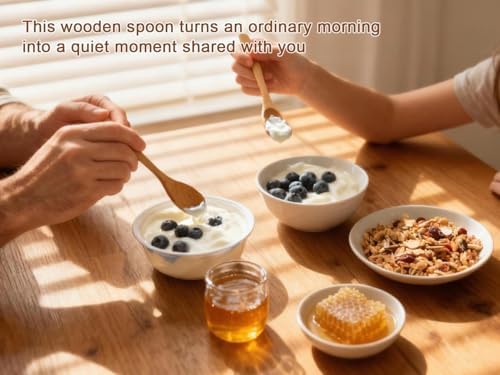 6PCS Small Wooden Spoons for Eating, 3 Sizes Wooden Teaspoons