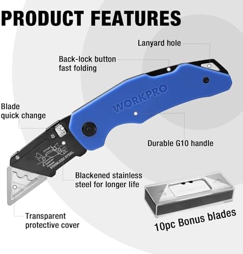 WORKPRO Folding Utility Knife G10 Handle