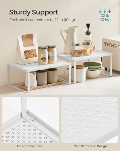 SONGMICS Set of 4 Metal Spice Racks, Stackable Expandable Shelf Risers