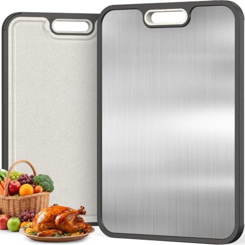 Titanium Cutting Board for Kitchen, Dual-Sided Pure Titanium Surface &