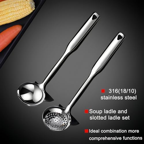 Soup Ladle 18/10 Stainless Steel and Slotted Spoons