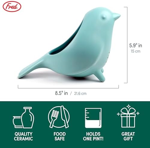 Genuine Fred BLUE BIRD Ceramic Soak-And-Serve Berry Colander
