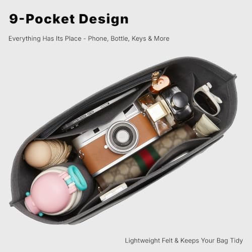 Purse Organizer Insert for Longchamp L, 9-Pocket Felt