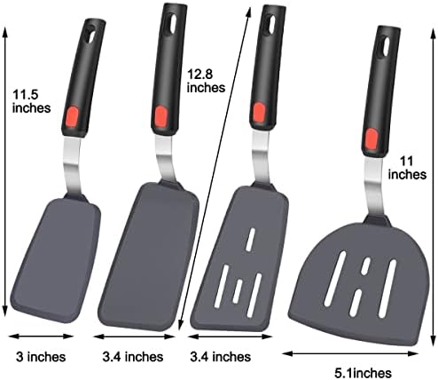KLAQQED 4Pcs Spatula Silicone Heat Resistant Flexible Rubber Silicone Spatulas