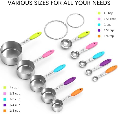TILUCK Nesting Measuring Cups and Spoons Set, Stainless Steel