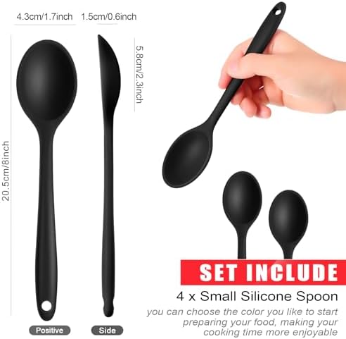 Patelai 4 Pcs Small Silicone Spoons