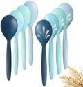 8 Pack 10" Large Reusable Plastic Wheat Straw Serving Spoon Set, 4 Serving