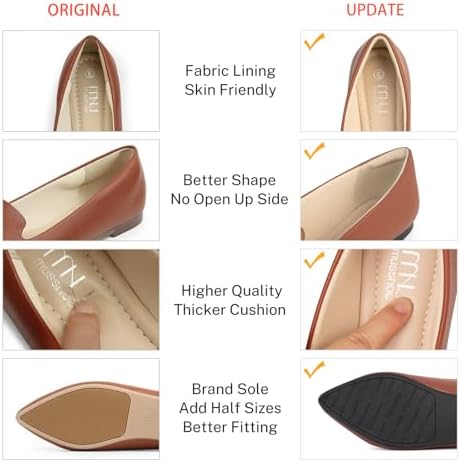 MUSSHOE Flats for Women Pointed Toe-Comfortable Business Casual Work Shoes