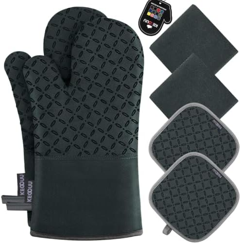 KEGOUU Oven Mitts and Pot Holders 6pcs Set, Kitchen Oven Glove High Heat
