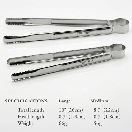 TECHEF Kitchen Shears With 2 Stainless Steel Tongs & Travel Bag, Dishwasher Safe