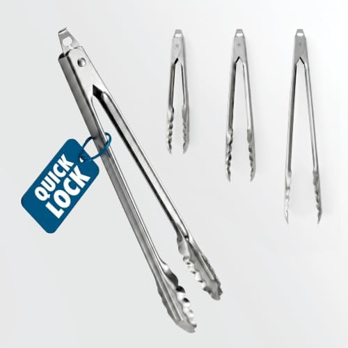 EDLUND 4-Pack Tongs for Cooking – Stainless Steel Kitchen Tongs, Heavy Duty