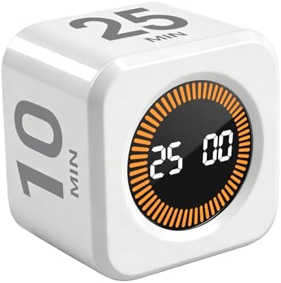 Rotating Timer Cube for Productivity — 5/25/10/50 Minutes Preset, Digital