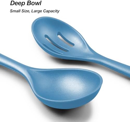 VOVOLY Silicone Spoons for Cooking, Solid & Slotted Spoon, Starry Blue
