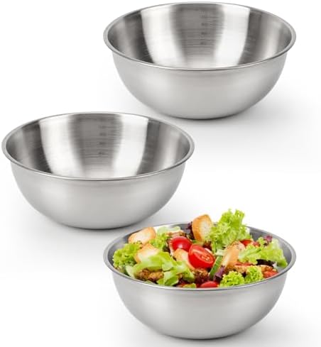 3-Piece Stainless Steel Mixing Bowls Metal Bowl Set