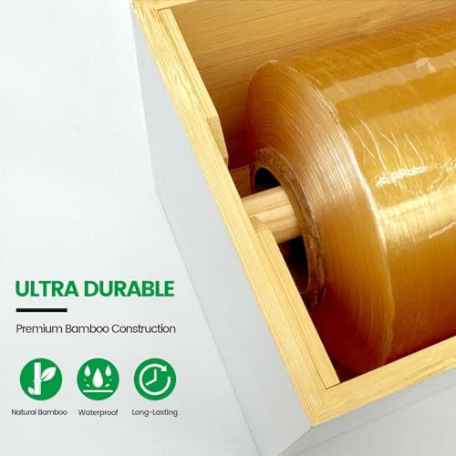 Libreshine 12-Inch Bamboo Plastic Wrap Dispenser