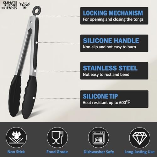 Kitchen Tongs with Silicone Tips, Tongs