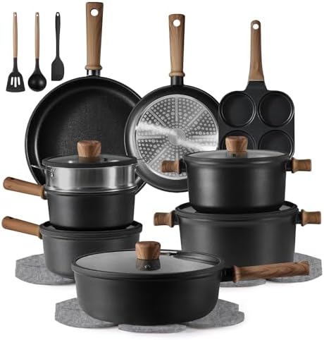CAROTE 24pcs Nonstick Cookware Sets, Pots and Pans Set