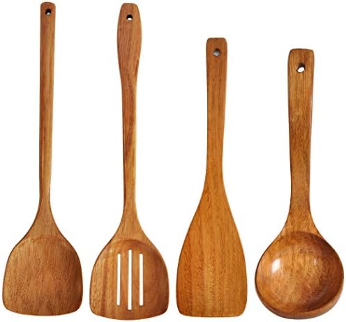 Wooden Spatula, Slotted Turner, Soup Ladle, Long Handle Utensils Set, Handmade