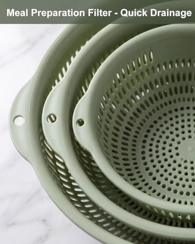 3 pcs Plastic Wash Basket Round Perforated Colander Wash Vegetables and Fruits