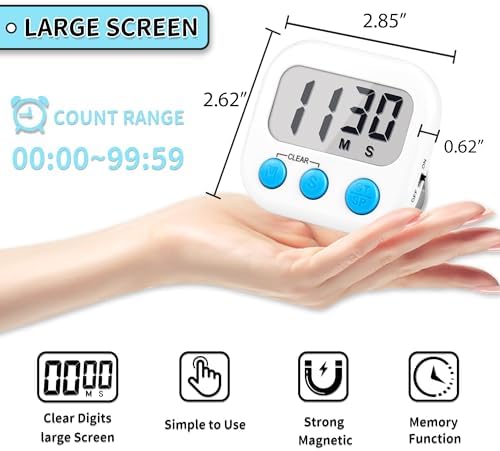 Timer for Kids Digital Kitchen Timers for Cooking- 12 Pack White Pink