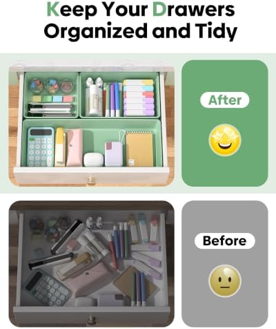 10 Pack Large Size Plastic Drawer Organizers Set, 3 Sizes Desk Drawer Organizer