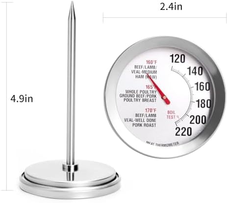Stainless Steel Oven Safe Meat Thermometer, Extra Large 2.4-inches Dial