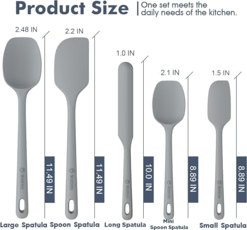 ChefAide 5 Pieces Silicone Spatulas Set, Heat Resistant Rubber Spatula