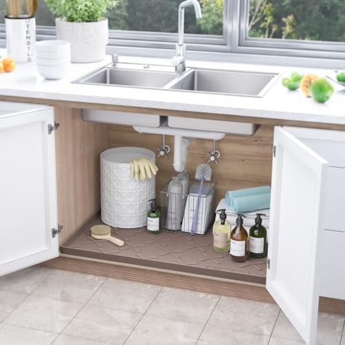 SIKADEER Waterproof Under Sink Mat 22" x 22" Silicone Mat Cabinet Protector