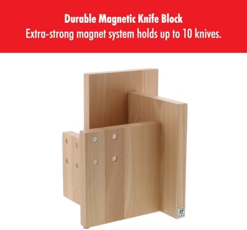 ZWILLING Square Magnetic Knife Block, Made in Italy, Natural Beechwood Kitchen