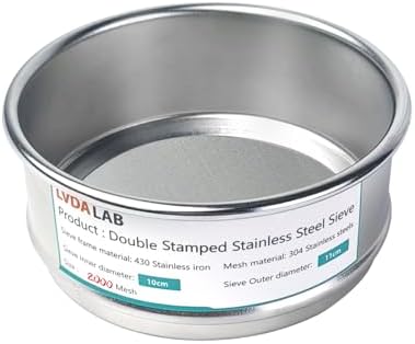 4" 304 Stainless Steel Lab Sieve, 2000 Mesh Screen Sifter