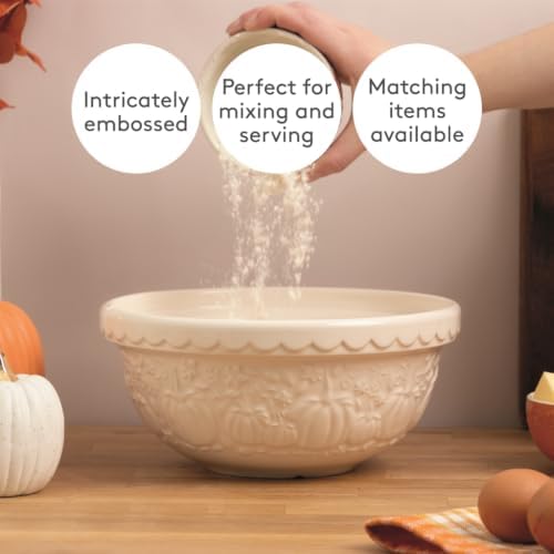 Mason Cash In the Pumpkin Patch S24 Mixing Bowl, 2.15 Qt, Embossed Pumpkin